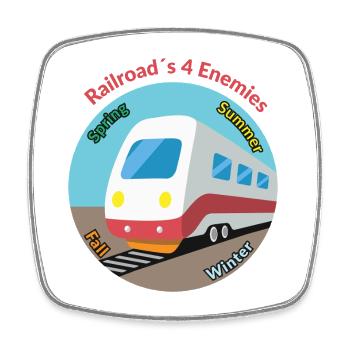 Four Seasons Train Motif, Always Unpunctual - Square fridge magnet - white - Front