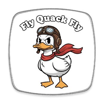 Quack Pilot Flying Adventure - Square fridge magnet - white - Front