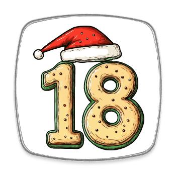 Biscuit de Noël à 18 chiffres - Magnet carré - blanc - Devant