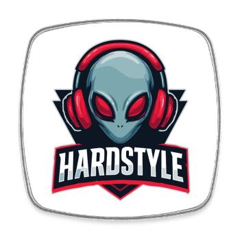 HARDSTYLE Alien Kopfhörer Motiv - Viereckiger Kühlschrankmagnet - Weiß - Vorne
