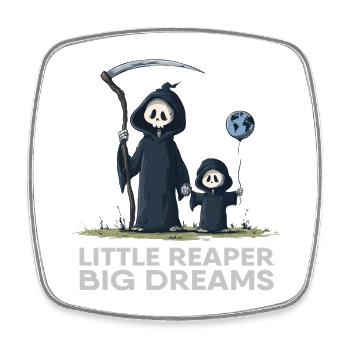 Little Reaper, Big Dreams | Grim Reaper & Sohn - Viereckiger Kühlschrankmagnet - Weiß - Vorne