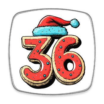 36 Number Cookie Christmas - Square fridge magnet - white - Front