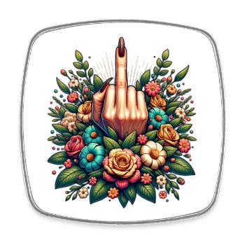 Floral Rebellion - Viereckiger Kühlschrankmagnet - Weiß - Vorne
