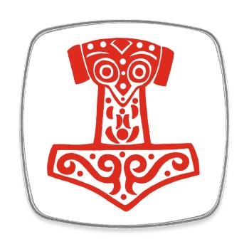 Thor's Hammer (Red) - Square fridge magnet - white - Front