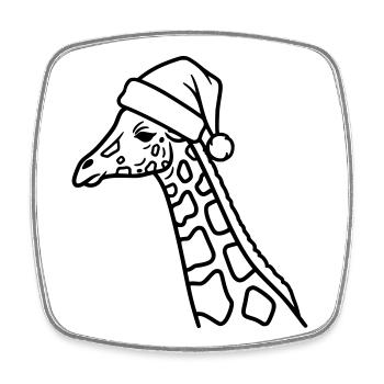 Weihnachtsgiraffe Cartoon Illustration - Viereckiger Kühlschrankmagnet - Weiß - Vorne