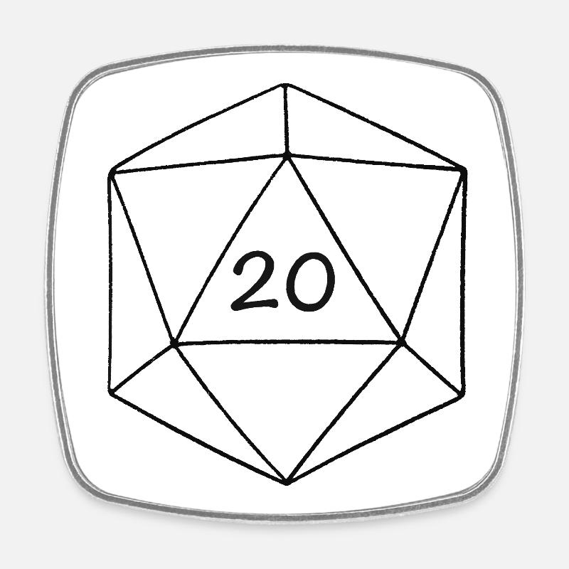 D20 - Viereckiger Kühlschrankmagnet - Weiß