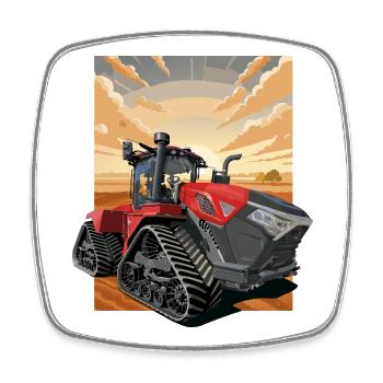 Tractor in sunset with track suspension - Square fridge magnet - white - Front