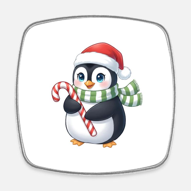 Pingouin de Noël - une excellente idée cadeau - Magnet carré - blanc