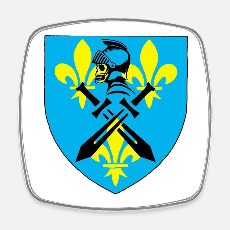 Chevalier noir et blason médiéval - Magnet carré - blanc