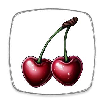 red cherries in the shape of a heart - Square fridge magnet - white - Front