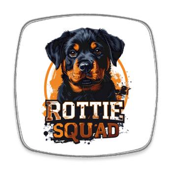 Rottie Squad – Conception Rottweiler solide - Magnet carré - blanc - Devant