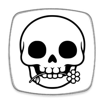 Skull with Flower | Life & Death Symbol - Square fridge magnet - white - Front