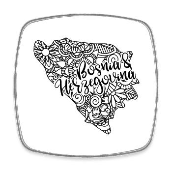 Bosnien und Herzegowina Karte Mandala Sarajevo - Viereckiger Kühlschrankmagnet - Weiß - Vorne