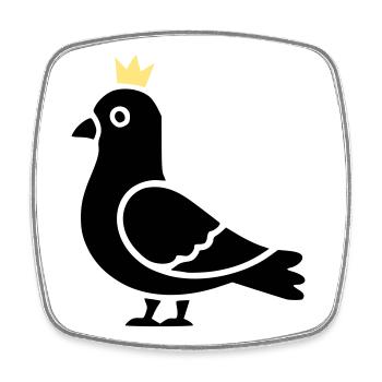 Colombe avec couronne | Symbole du roi de la ville - Magnet carré - blanc - Devant