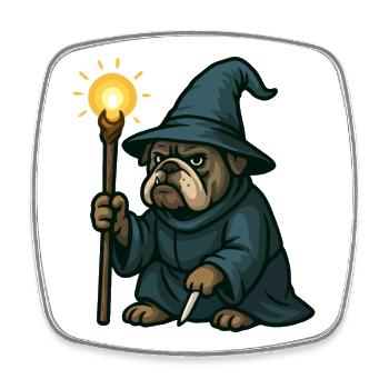 Bulldogge Zauberer Laterne - Viereckiger Kühlschrankmagnet - Weiß - Vorne