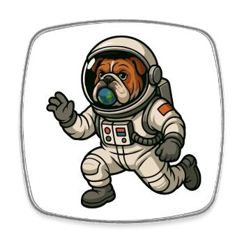 Astro Bulldog Entdecker - Viereckiger Kühlschrankmagnet - Weiß - Vorne