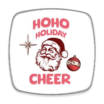 HoHo Holiday Cheer Santa - Viereckiger Kühlschrankmagnet - Weiß - Vorne
