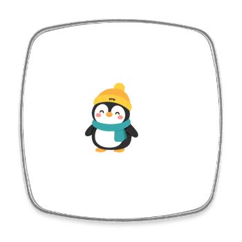 Winterpinguin mit Mütze und Schal - Viereckiger Kühlschrankmagnet - Weiß - Vorne