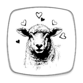 Sheep with Hearts - Square fridge magnet - white - Front
