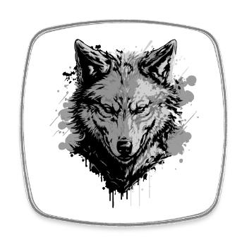 Grauer Wolf – Starkes Tiermotiv - Viereckiger Kühlschrankmagnet - Weiß - Vorne