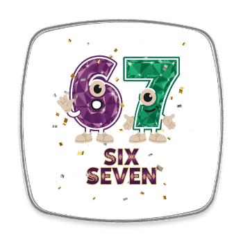 6 7 Confetti Carnival Carnival Costume Replacement - Square fridge magnet - white - Front