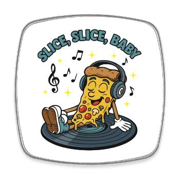 Slice Slice Baby – Funny Pizza Retro Comic Moti - Square fridge magnet - white - Front