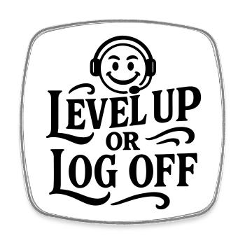 Level Up Chemise rétro Smiley Gamer Zocker spruch - Magnet carré - blanc - Devant