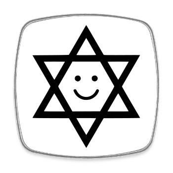 Lustiger Davidstern mit Smiley Gesicht - Viereckiger Kühlschrankmagnet - Weiß - Vorne