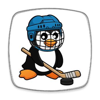 Lustiger Pinguin Hockey Spieler Comic Eishockey - Square fridge magnet - white - Front