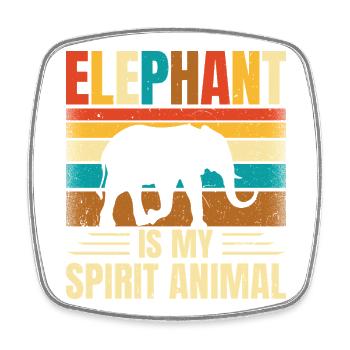 Elefant - Viereckiger Kühlschrankmagnet - Weiß - Vorne