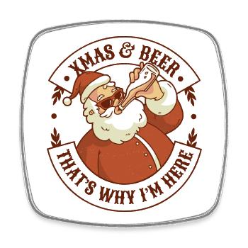 Xmas and Beer - Square fridge magnet - white - Front