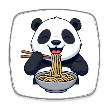 Süßer Panda Cartoon Ramen Suppe asiatisch niedlich - Viereckiger Kühlschrankmagnet - Weiß - Vorne