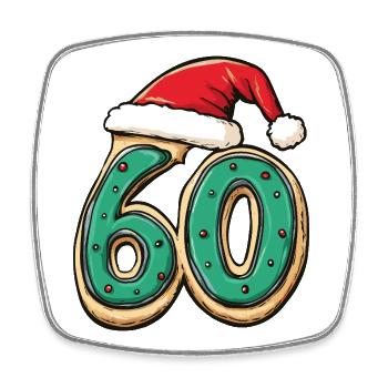 60 Number Biscuit Christmas - Square fridge magnet - white - Front