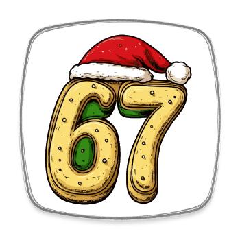 67 Number Biscuit Christmas - Square fridge magnet - white - Front