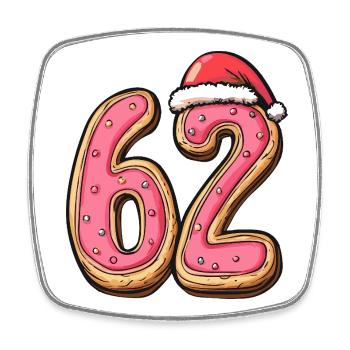 62 Zahl Keks Weihnachten - Viereckiger Kühlschrankmagnet - Weiß - Vorne