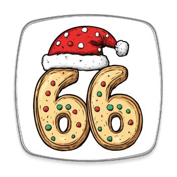 66 Number Biscuit Christmas - Square fridge magnet - white - Front