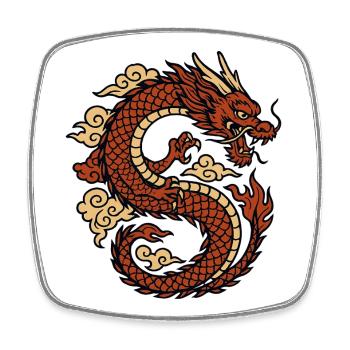 Chinese Dragon Mythical Red - Viereckiger Kühlschrankmagnet - Weiß - Vorne