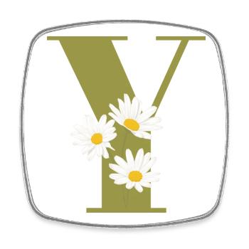 Buchstabe y grüne Gänseblümchen - Viereckiger Kühlschrankmagnet - Weiß - Vorne