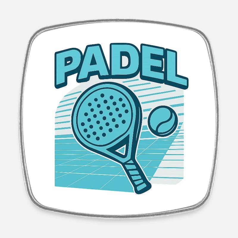 Padel Paddle Ball Rétro Blue - Magnet carré - blanc
