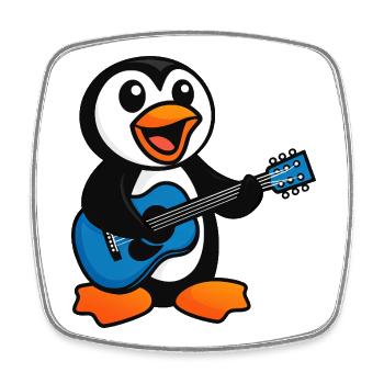 Cute Penguin Guitar Guitarist Music Singer Chibi - Square fridge magnet - white - Front