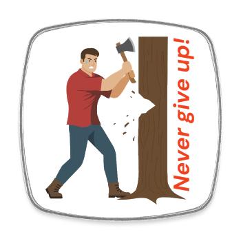 Nie aufgeben Holzfäller in Aktion - Viereckiger Kühlschrankmagnet - Weiß - Vorne