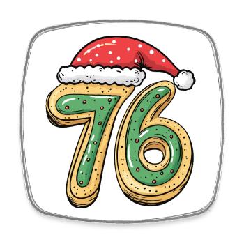 76 Number Cookie Christmas - Square fridge magnet - white - Front