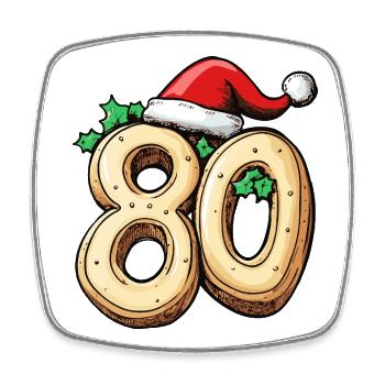 80 Number Cookie Christmas - Square fridge magnet - white - Front