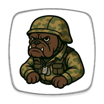 Bulldog Soldier in Camouflage Tough Mascot Art - Square fridge magnet - white - Front