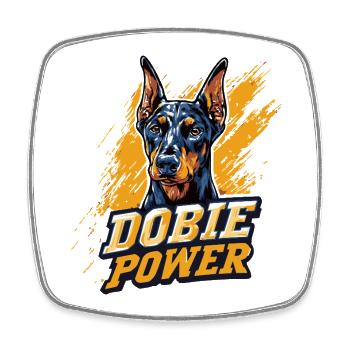 Dobermann Kopf Dobie Power - Viereckiger Kühlschrankmagnet - Weiß - Vorne