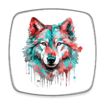 Wolf Wolfskopf Raubtier Wald Natur Wildnis Bunt - Viereckiger Kühlschrankmagnet - Weiß - Vorne