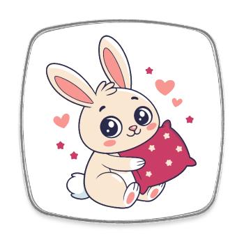 Bunny Cuddle Heart Love - Square fridge magnet - white - Front