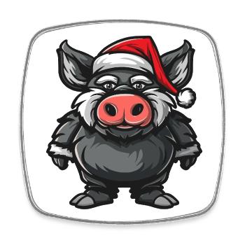 Pig Christmas Wild Boar - Square fridge magnet - white - Front