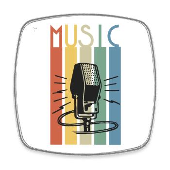 Retro Mikrofon Musikstreifen - Viereckiger Kühlschrankmagnet - Weiß - Vorne