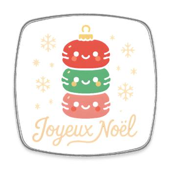 Macarons de Noël Empilés Mignons - Magnet carré - blanc - Devant